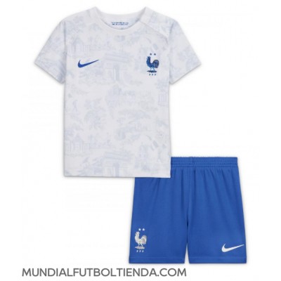 Camiseta Francia Segunda Equipación Replica Mundial 2022 para niños mangas cortas (+ Pantalones cortos)